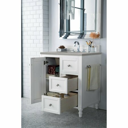 James Martin Vanities Copper Cove Encore 30in Single Vanity, Bright White w/ 3 CM Eternal Serena Quartz Top 301-V30-BW-3ESR